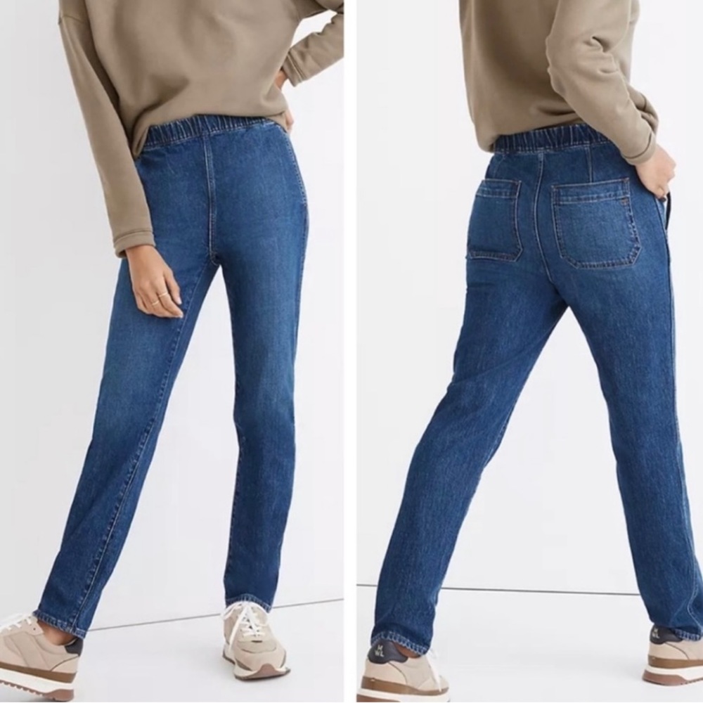 Madewell Pull on Straight Leg Casual Jeans in Saul Wash